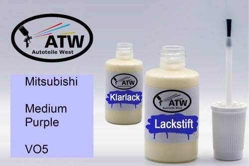 Mitsubishi, Medium Purple, VO5: 20ml Lackstift + 20ml Klarlack - Set, von ATW Autoteile West.